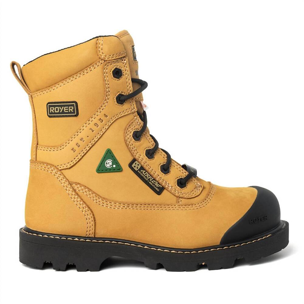 NEW ROYER men's flx airflow metal-free waterproof work boots in beige